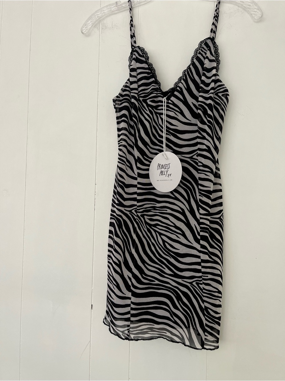 NEW Princess Polly Keisha Mini Dress in Black & White Zebra Size 4